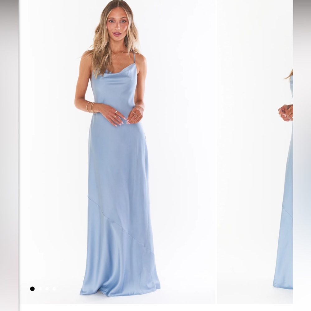 Tuscany Maxi Slip Dress Steele Blue Satin